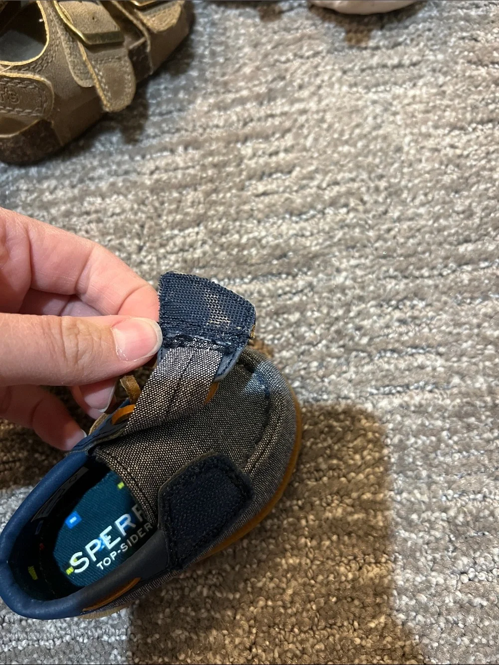 Sperry Infant Blue and Tan Moccasin-Style Boat Shoes
